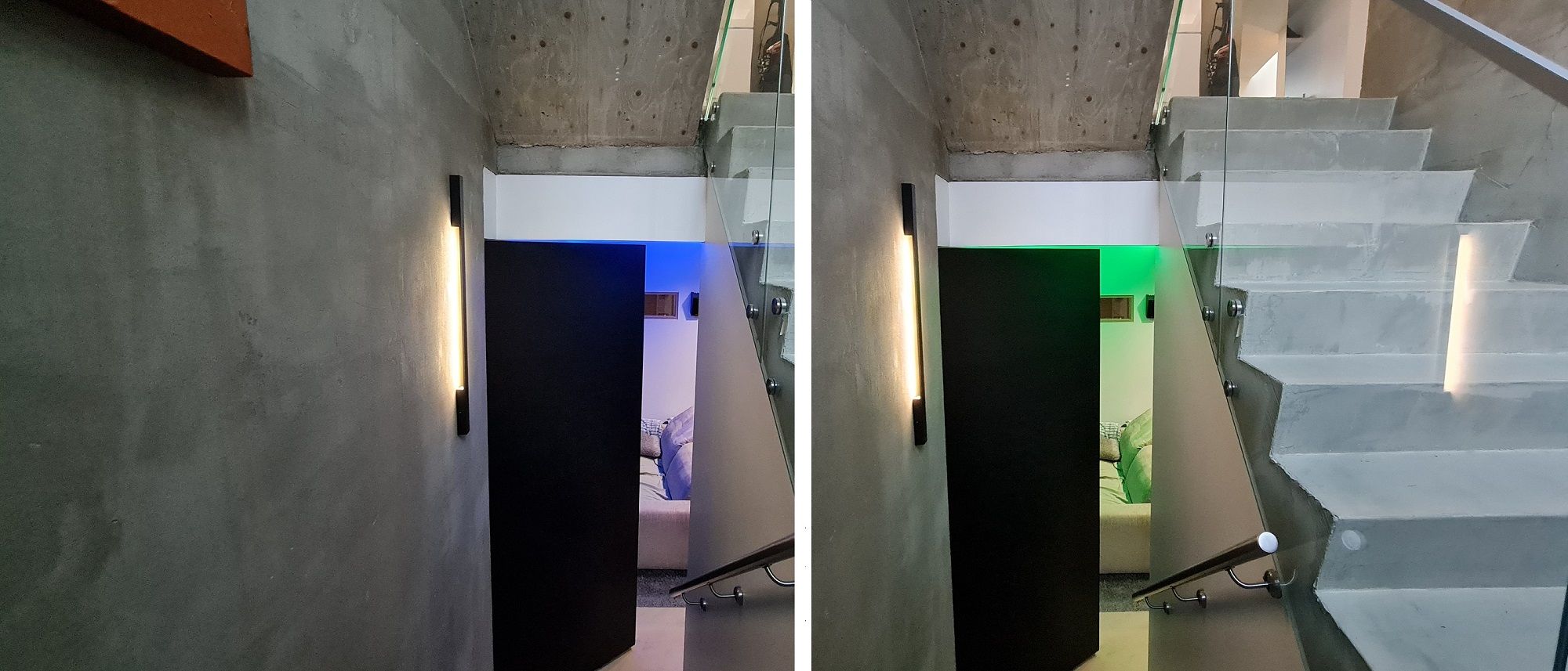 Stairs to home theatre - RGB colour lights